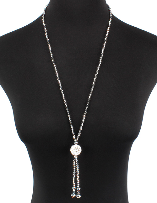 Simple Silver Color Pure Color Decorated Long Necklace