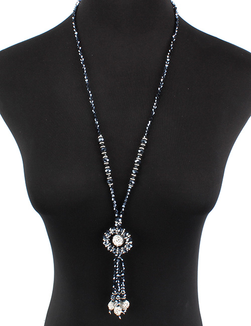Fashion Navy Round Shape Decorated Necklace