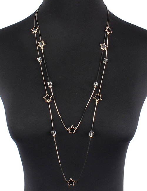 Fashion Black Star Shape Decorated Necklace