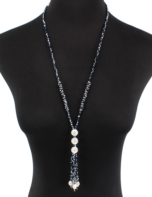Fashion Navy Bead Decorated Necklace