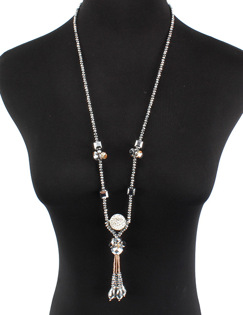 Fashion Multi-color Diamond&bead Decorated Necklace