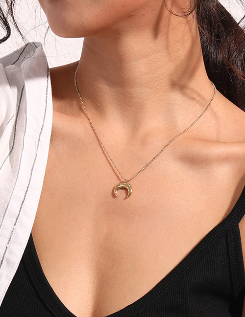Simple Gold Color Moon Shape Decorated Necklace