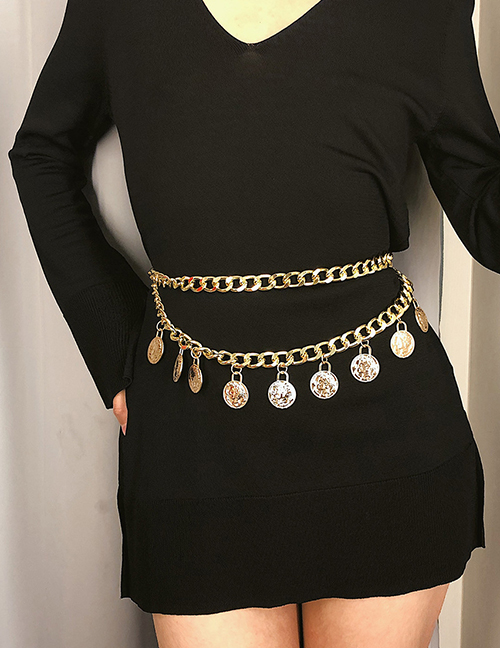 Fashion Gold Color Pure Color Decorated Waist Chain