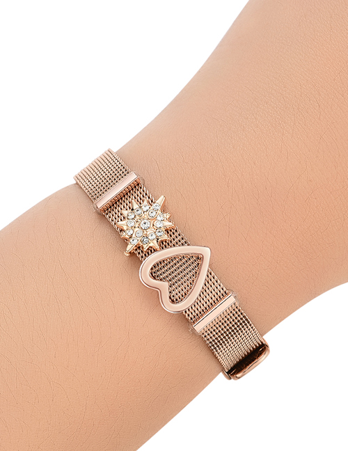 Fashion Rose Gold Heart Shape&diamond Decorated Bracelet