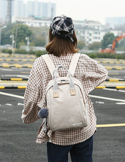 Light Gray Light Gray Pure Color Design Waterproof Backpack