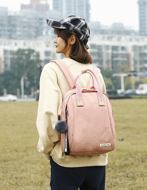 Pink Pink Pure Color Design Waterproof Backpack