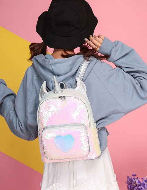 Fashion Silver Color Unicorn Shape Decorated Mini Backpack