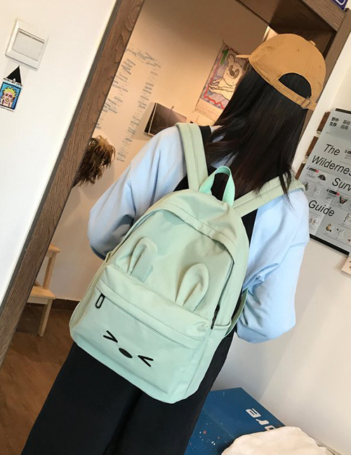 Fashion Light Green Rabbit Ears Shape Design Pure Color Backpack