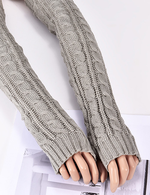 Fashion Gray Hemp Flowers Shape Design Long Gloves