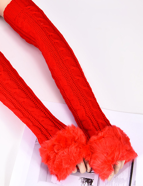 Fashion Red Hemp Flowers Shape Design Gloves