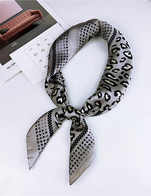 Fashion Gray Leopard Pattern Decorated Scarf&hair Band