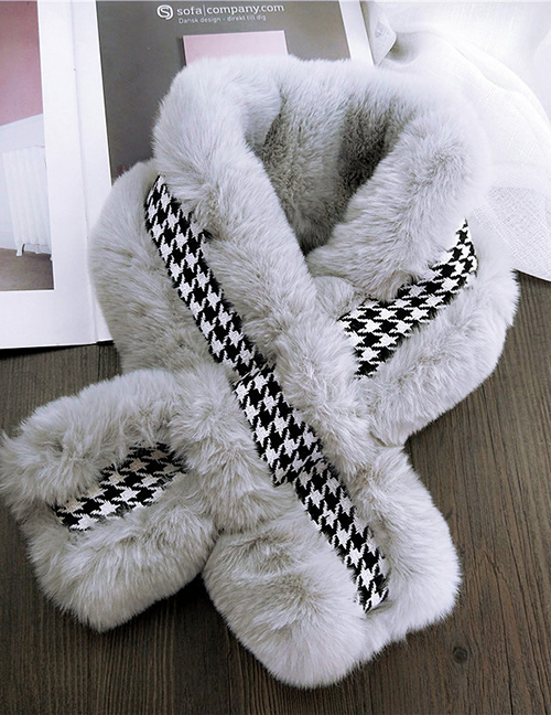 Fashion Gray Grid Pattern Decorated Thicken Scarf