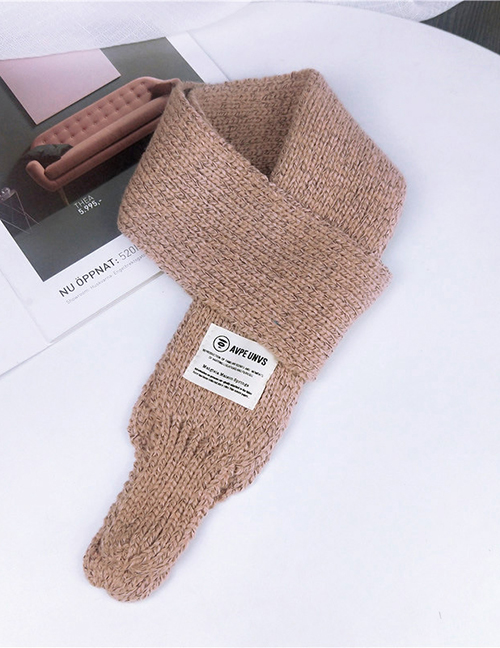 Fashion Pink Label Pattern Decorated Knitted Scarf