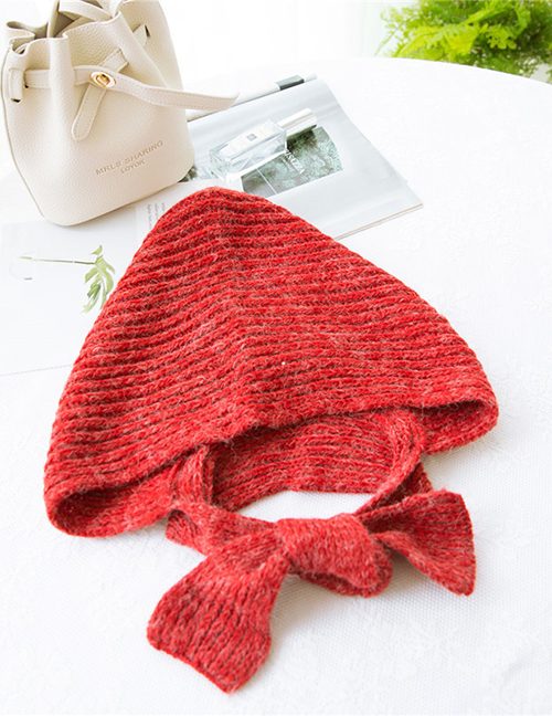 Fashion Red Pure Color Design Knitted Scarf
