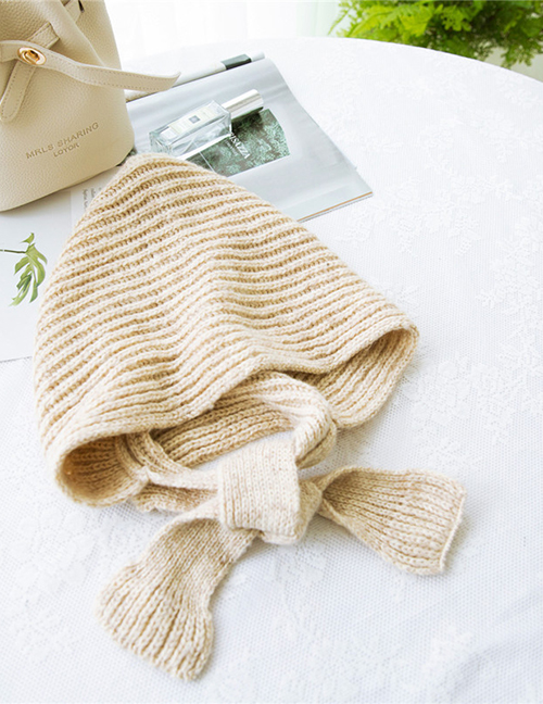 Fashion Beige Pure Color Design Knitted Scarf