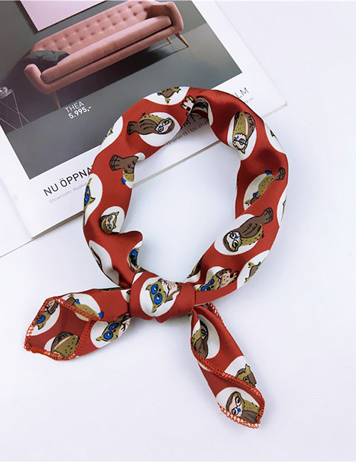 Fashion Red Owls Pattern Decorated Scarf