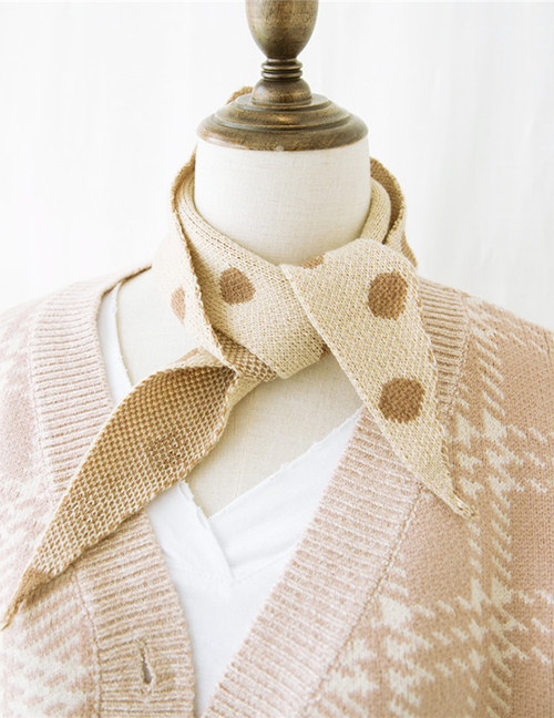 Fashion Beige Dots Pattern Design Knitted Scarf