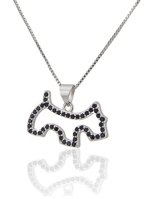 Elegant Silver Color+black Dog Pendant Decorated Necklace