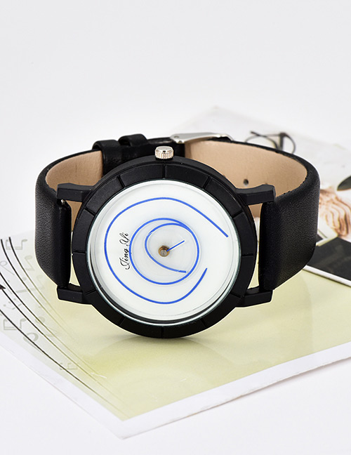 Fashion Blue Round Shape Dial Design Simple Watch