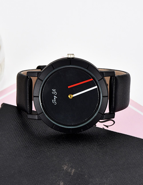 Fashion Black Pure Color Decorated Simple Watch