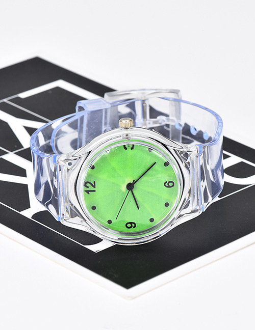 Fashion Green Transparent Strap Decorated Watch