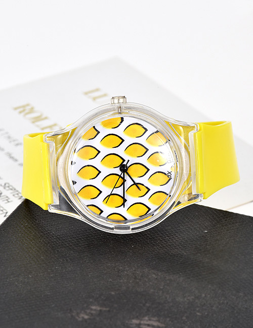 Fashion Yellow Pure Color Decorated Simple Watch