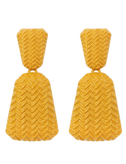 Fashion Yellow Wave Shape Design Pure Color Earrings