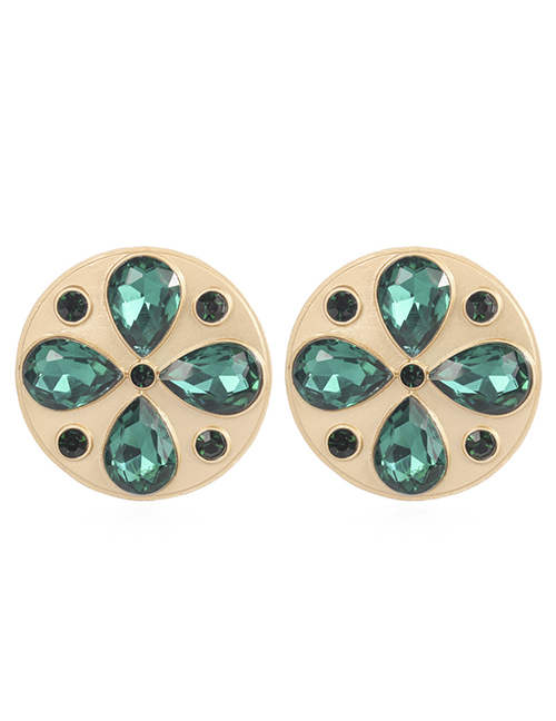 Fashion Green Waterdrop Shape Diamond Decorated Earrings