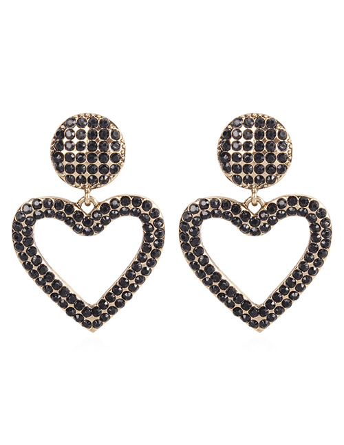 Fashion Black Hollow Out Heart Shape Design Earrings
