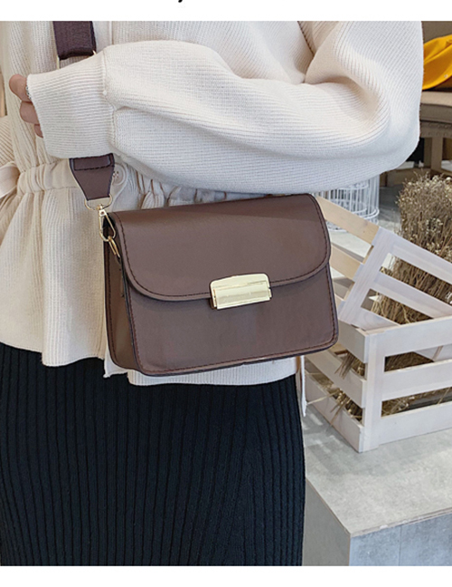Fashion Dark Brown Buckle Decorated Pure Color Shoulder Bag