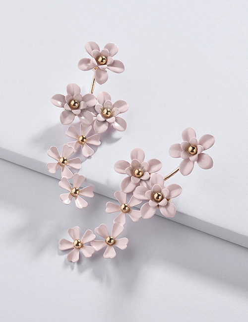 Fashion Light Pink Flower Shape Decorated Earrings