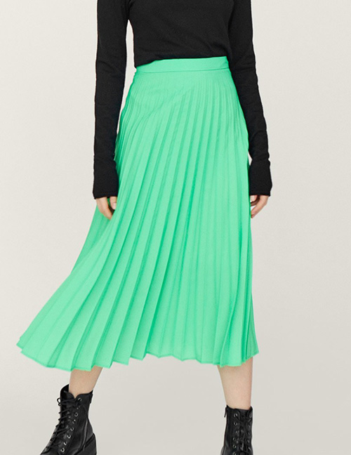 Fashion Green Pure Color Decorated Skirt