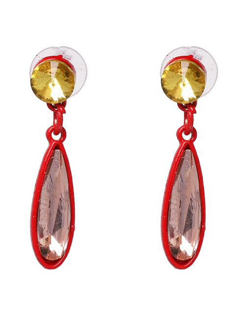 Elegant Red Waterdrop Shape Diamond Decorated Earrings