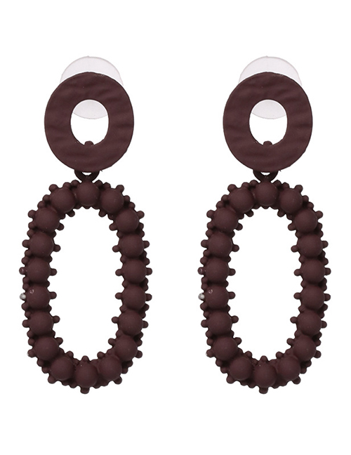 Elegant Dark Brown Hollow Out Oval Shape Design Earrings
