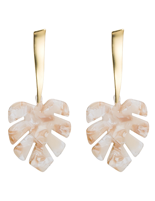 Fashion Beige Leaf Shape Decorated Earrings