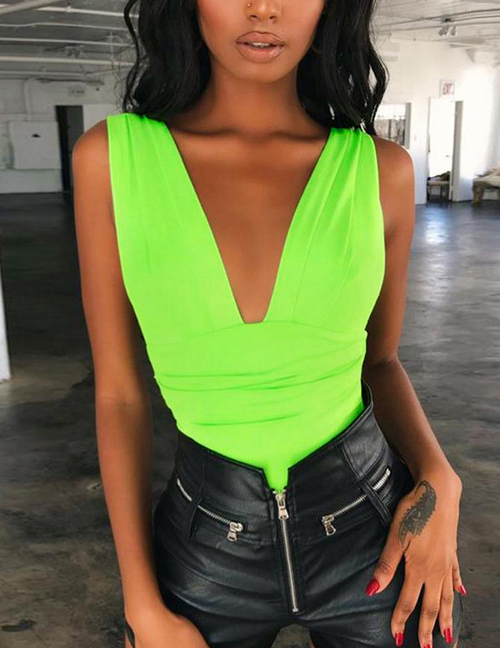 Fashion Green Pure Color Decorated Jumpsuit
