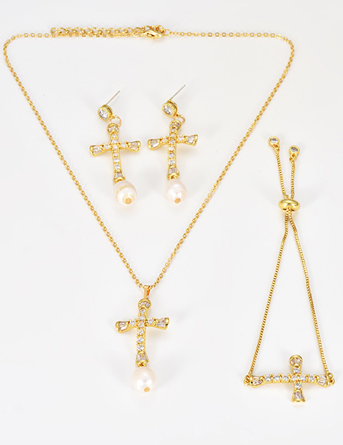 Fashion Gold Color Cross Shape Decorated Jewelry Set