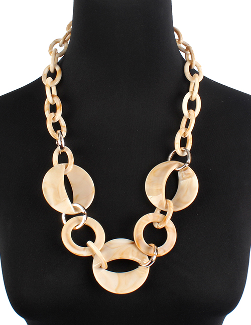 Fashion Beige Round Shape Decorated Necklace