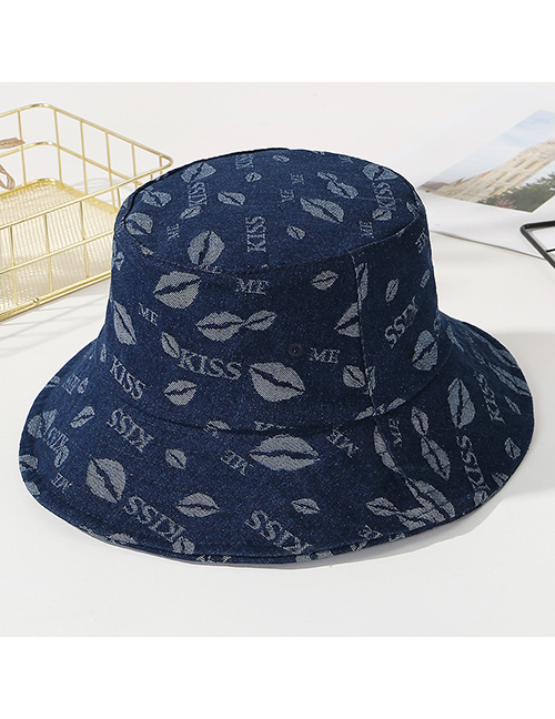 Fashion Navy Lips Pattern Decorated Sunshade Hat