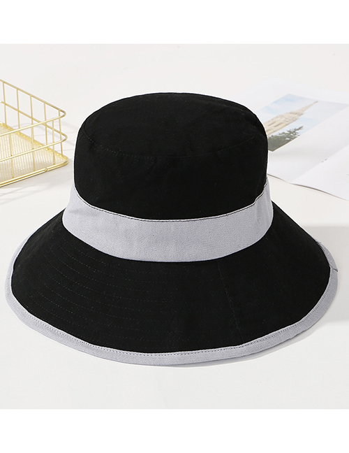 Simple Black Color Matching Decorated Sunshade Hat