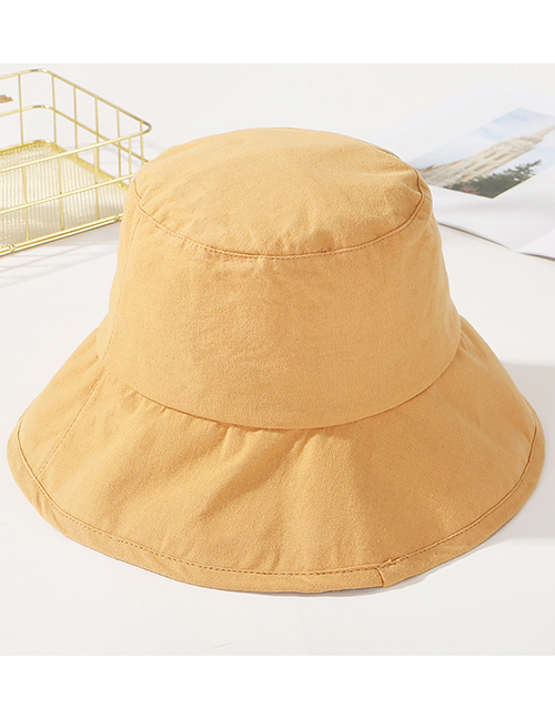 Fashion Khaki Pure Color Decorated Sunshade Hat