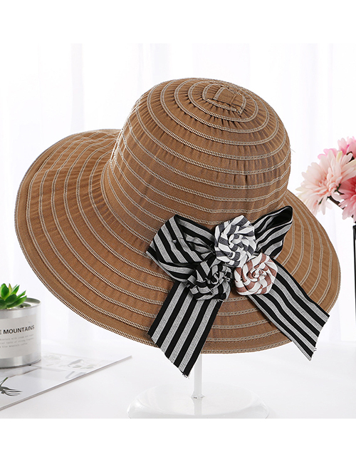 Fashion Coffee Flower Shape Decorated Sunshade Hat