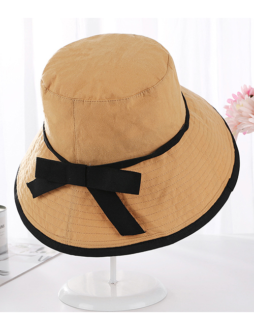 Fashion Khaki Bowknot Shape Decorated Sunshade Hat