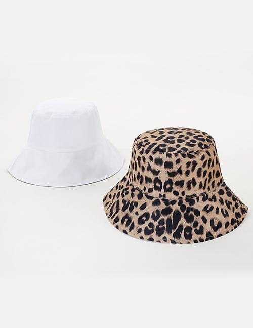 Fashion Beige+black Leopard Pattern Decorated Sunshade Hat