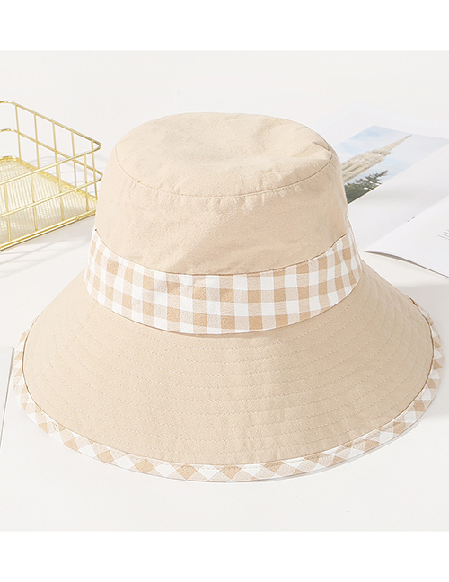 Fashion Beige Grid Pattern Decorated Sunshade Hat