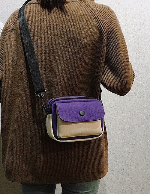 Fashion Purple Color Matching Decorated Shoulder Bag