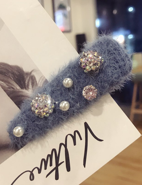 Fashion Blue Pearl&diamond Decorated Hair Clip