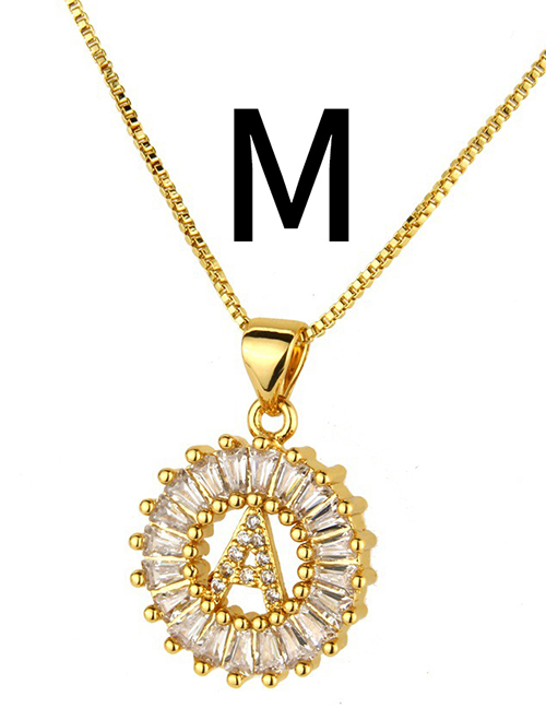 Simple Gold Color Letter M Shape Decorated Necklace