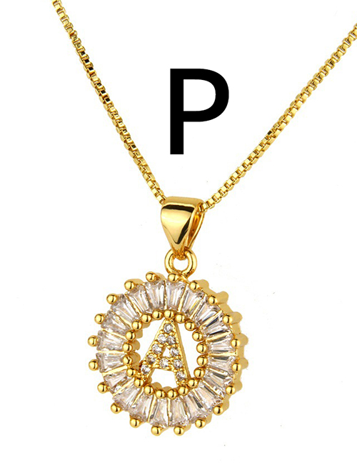 Simple Gold Color Letter P Shape Decorated Necklace