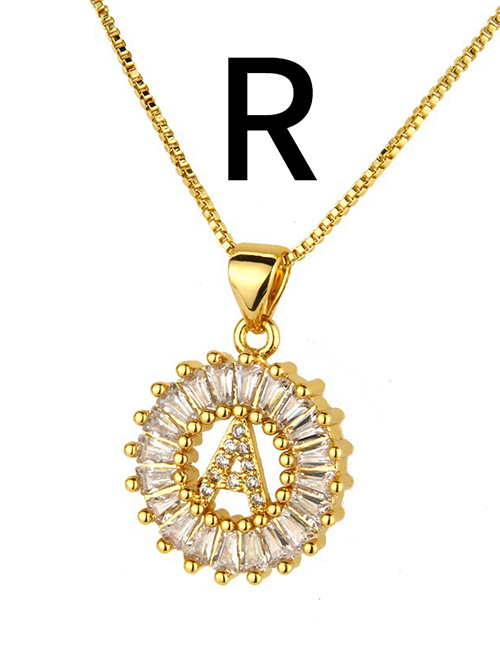 Simple Gold Color Letter R Shape Decorated Necklace